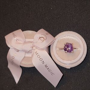 Raw Crystal Amethyst Moon Magic Ring